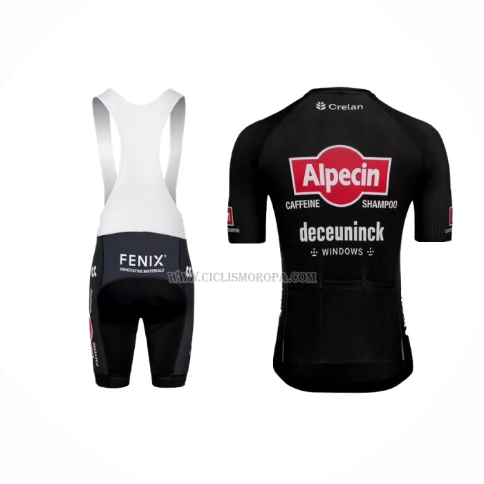 2022 Ropa Ciclismo Alpecin Deceuninck Negro Mangas Cortas y Culotte Corto
